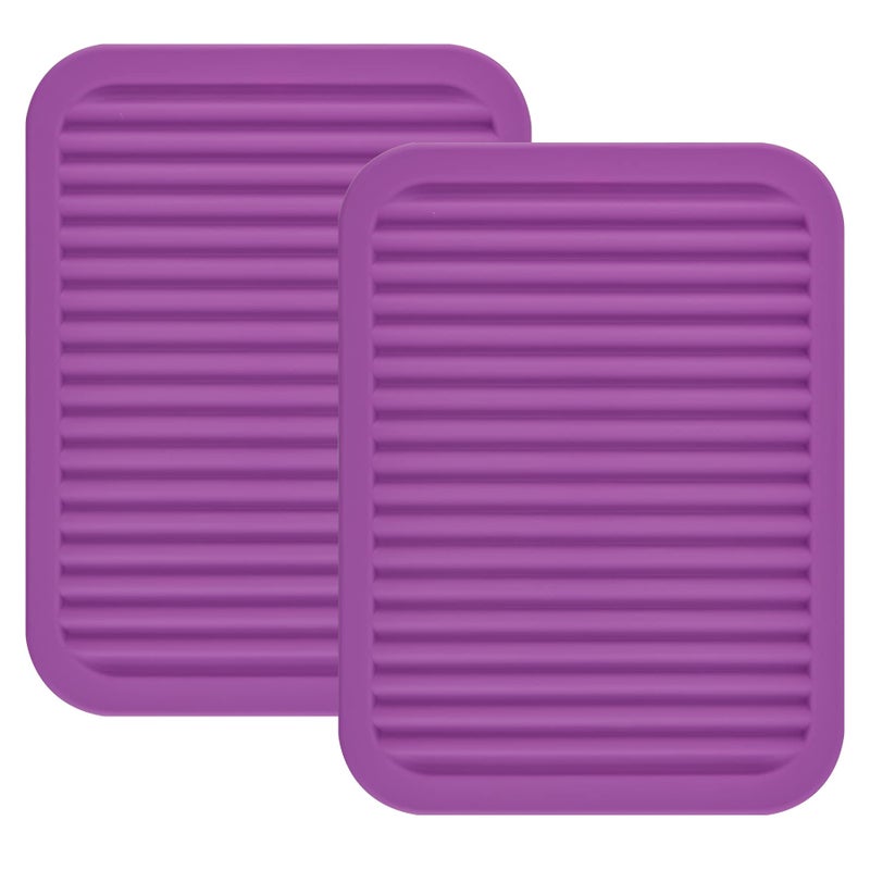 Smithcraft Purple Silicone Trivets Mats for Hot Dishes and Hot Pots, Hot Pads for Countertops, Tables Pot Holders Spoon Rest Small Drying Mats Set of 2 - Image 1